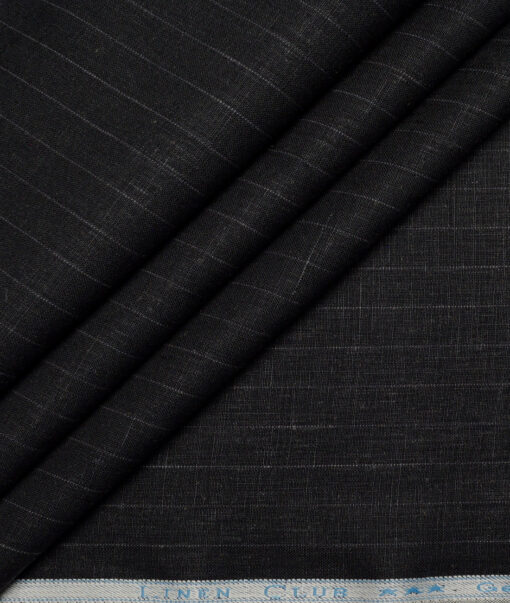 Linen Club 40 LEA Striped 100% Linen Suiting Fabric (Black) Linen Club 40 LEA Striped 100% Linen Suiting Fabric (Black)