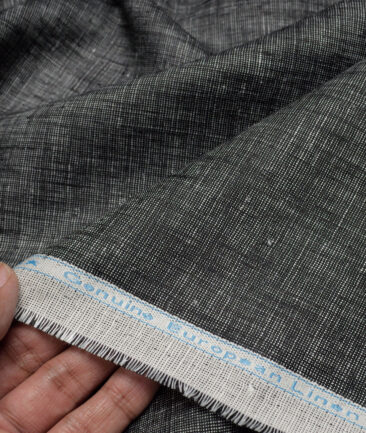 Linen Club 40 LEA Self Design 100% Linen Suiting Fabric (Black)