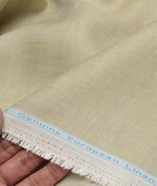 Linen Club 40 LEA Self Design 100% Linen Suiting Fabric (Desert Sand Beige)