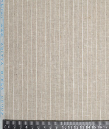 Linen Club 40 LEA Striped 100% Linen Suiting Fabric (Natural Beige)