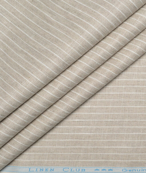 Linen Club 40 LEA Striped 100% Linen Suiting Fabric (Natural Beige) Linen Club 40 LEA Striped 100% Linen Suiting Fabric (Natural Beige)
