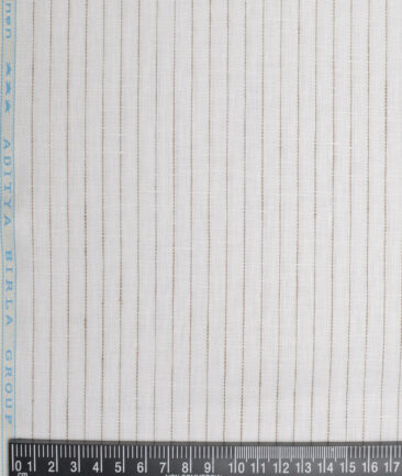 Linen Club 40 LEA Striped 100% Linen Suiting Fabric (White)