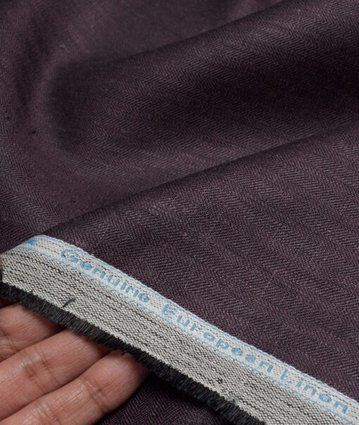 Linen Club 40 LEA Self Design 100% Linen Suiting Fabric (Wine)