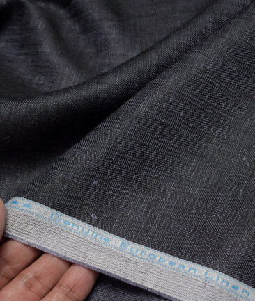 Linen Club 40 LEA Self Design 100% Linen Suiting Fabric (Blackish Purple)