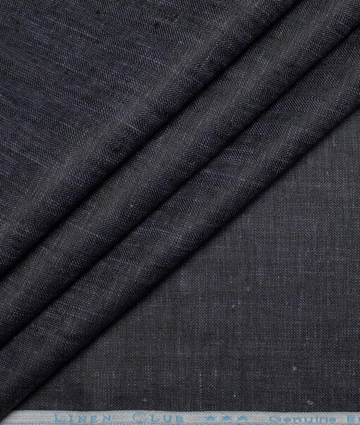 Linen Club 40 LEA Self Design 100% Linen Suiting Fabric (Blackish Purple)