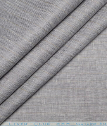 Linen Club 40 LEA Striped 100% Linen Suiting Fabric (Grey)