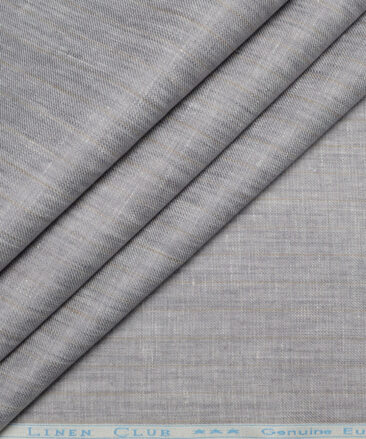 Linen Club 40 LEA Striped 100% Linen Suiting Fabric (Grey)
