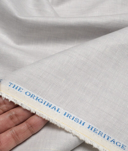 Burgoyne 40 LEA Self Design 100% Linen Suiting Fabric (Light Grey)