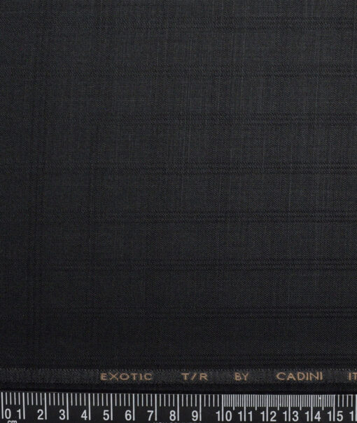 Cadini Italy  Checks Terry Rayon Unstitched Suiting Fabric (Black)