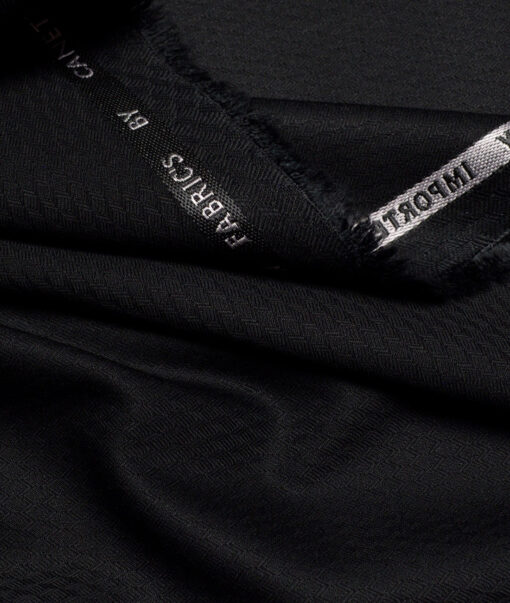 Canetti Italy  Structured Terry Rayon Unstitched Suiting Fabric (Jet Black)