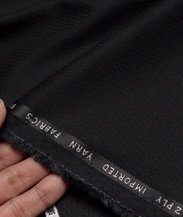 Canetti Italy  Structured Terry Rayon Unstitched Suiting Fabric (Jet Black)