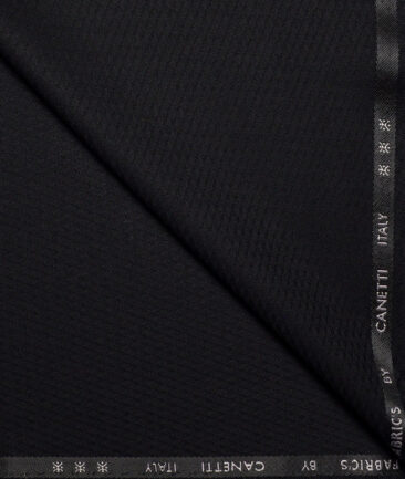 Canetti Italy  Structured Terry Rayon Unstitched Suiting Fabric (Jet Black)