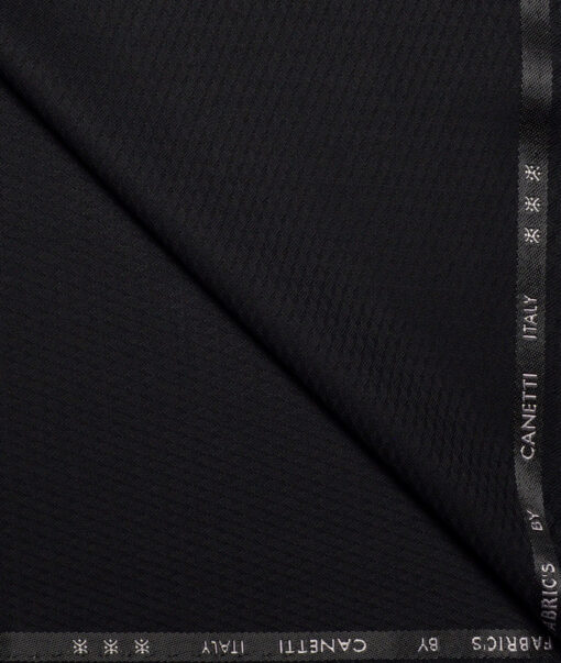 Canetti Italy  Structured Terry Rayon Unstitched Suiting Fabric (Jet Black)
