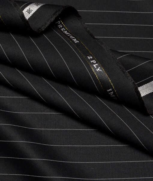 Canetti Italy  Striped Terry Rayon Unstitched Suiting Fabric (Black) - Image 3
