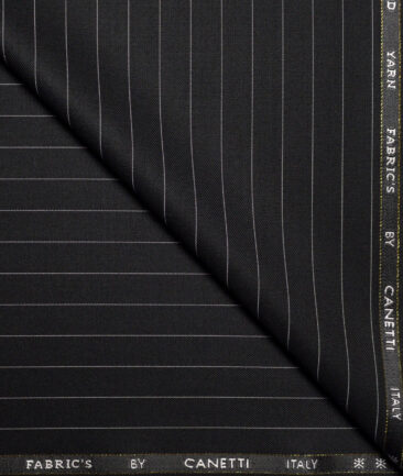 Canetti Italy  Striped Terry Rayon Unstitched Suiting Fabric (Black)