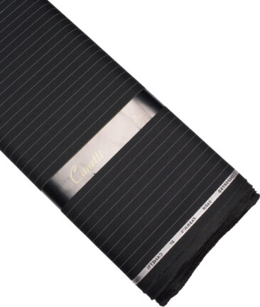 Canetti Italy  Striped Terry Rayon Unstitched Suiting Fabric (Black)