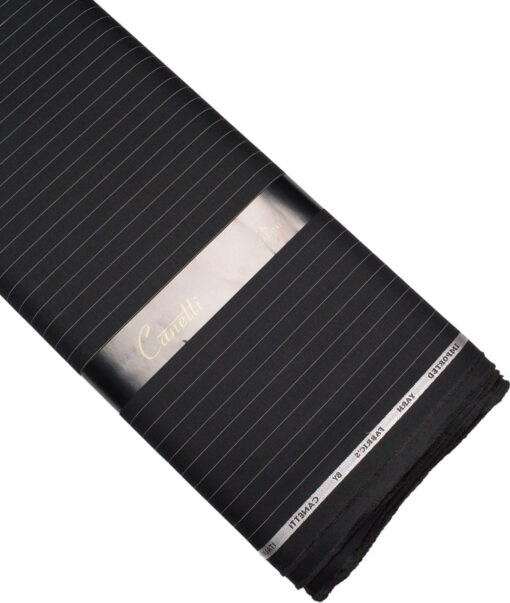 Canetti Italy  Striped Terry Rayon Unstitched Suiting Fabric (Black)