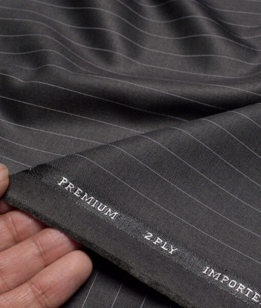 Canetti Italy  Striped Terry Rayon Unstitched Suiting Fabric (Dark Grey)