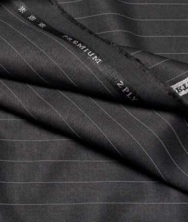 Canetti Italy  Striped Terry Rayon Unstitched Suiting Fabric (Dark Grey)