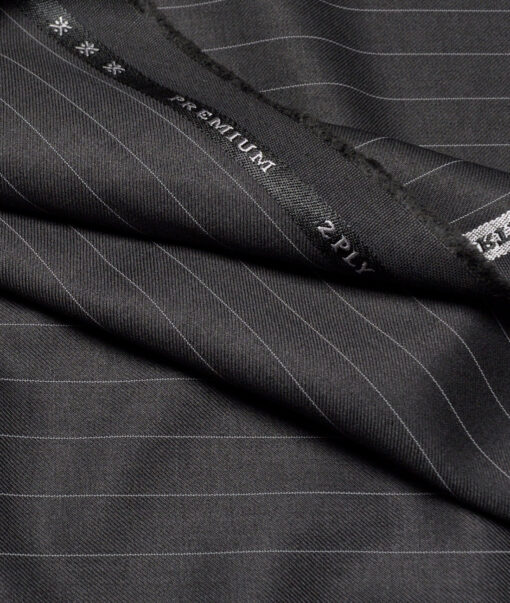 Canetti Italy  Striped Terry Rayon Unstitched Suiting Fabric (Dark Grey)