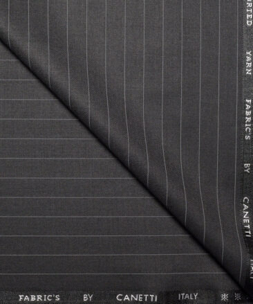 Canetti Italy  Striped Terry Rayon Unstitched Suiting Fabric (Dark Grey)