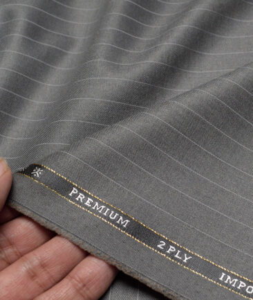 Canetti Italy  Striped Terry Rayon Unstitched Suiting Fabric (Grey) - Image 2