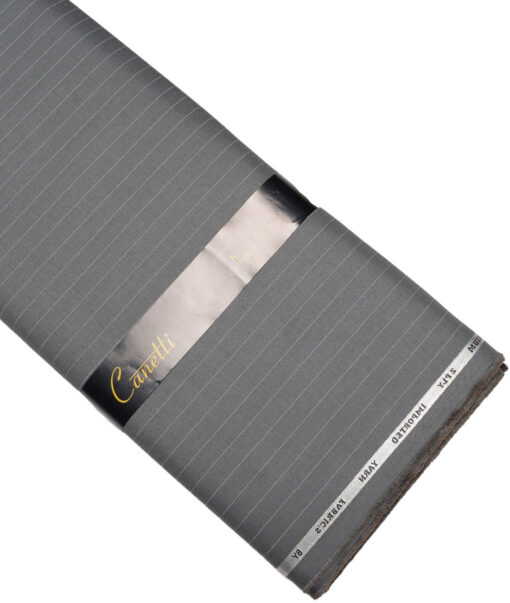 Canetti Italy  Striped Terry Rayon Unstitched Suiting Fabric (Grey)