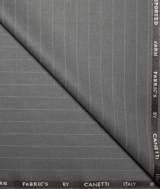 Canetti Italy  Striped Terry Rayon Unstitched Suiting Fabric (Grey) - Image 1
