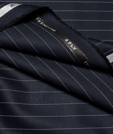 Canetti Italy  Striped Terry Rayon Unstitched Suiting Fabric (Navy Blue) - Image 3