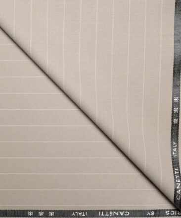 Canetti Italy  Striped Terry Rayon Unstitched Stretchable Suiting Fabric (Beige)
