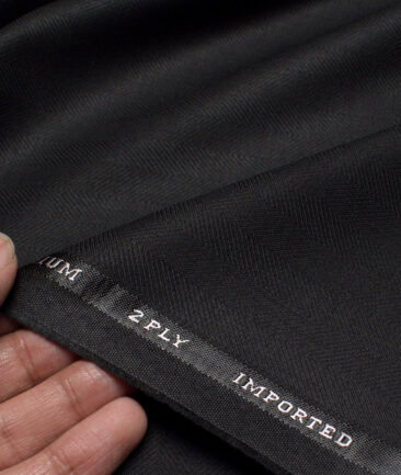 Canetti Italy  Striped Terry Rayon Unstitched Suiting Fabric (Black)