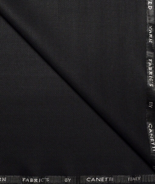 Canetti Italy Striped Terry Rayon Unstitched Suiting Fabric (Black) Canetti Italy Striped Terry Rayon Unstitched Suiting Fabric (Black)