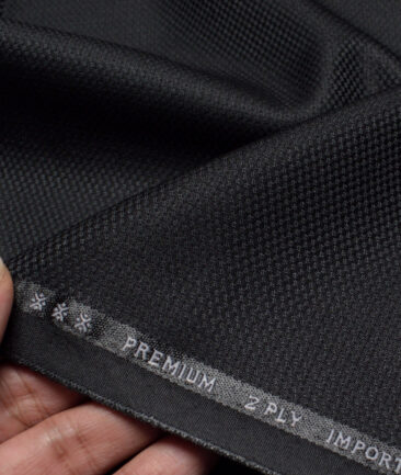 Canetti Italy  Structured Terry Rayon Unstitched Suiting Fabric (Black)