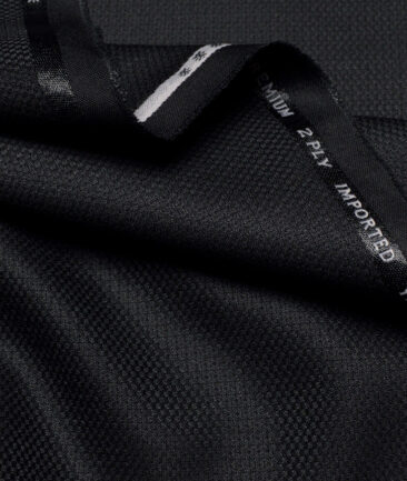 Canetti Italy  Structured Terry Rayon Unstitched Suiting Fabric (Black)