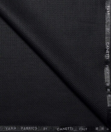 Canetti Italy  Structured Terry Rayon Unstitched Suiting Fabric (Black)