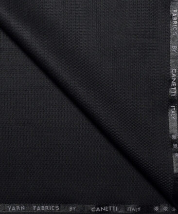 Canetti Italy  Structured Terry Rayon Unstitched Suiting Fabric (Black)