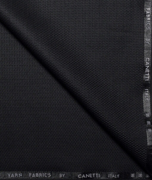 Canetti Italy Structured Terry Rayon Unstitched Suiting Fabric (Black) Canetti Italy Structured Terry Rayon Unstitched Suiting Fabric (Black)