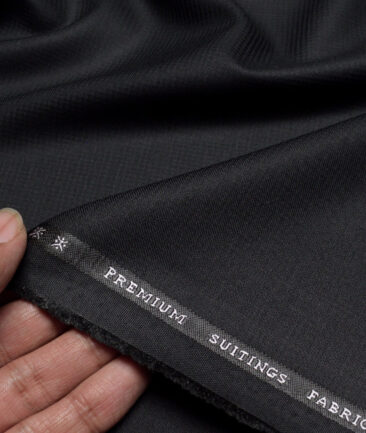 Canetti Italy  Structured Terry Rayon Unstitched Suiting Fabric (Black)