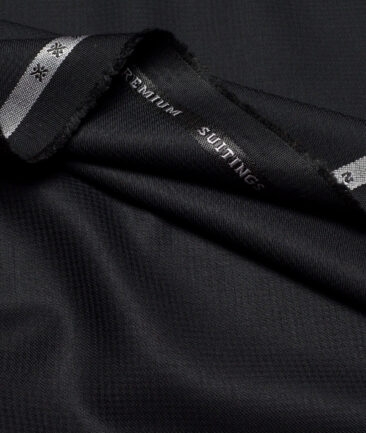 Canetti Italy  Structured Terry Rayon Unstitched Suiting Fabric (Black)