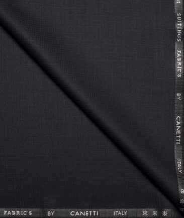 Canetti Italy  Structured Terry Rayon Unstitched Suiting Fabric (Black)