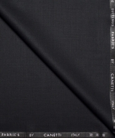 Canetti Italy  Structured Terry Rayon Unstitched Suiting Fabric (Black)