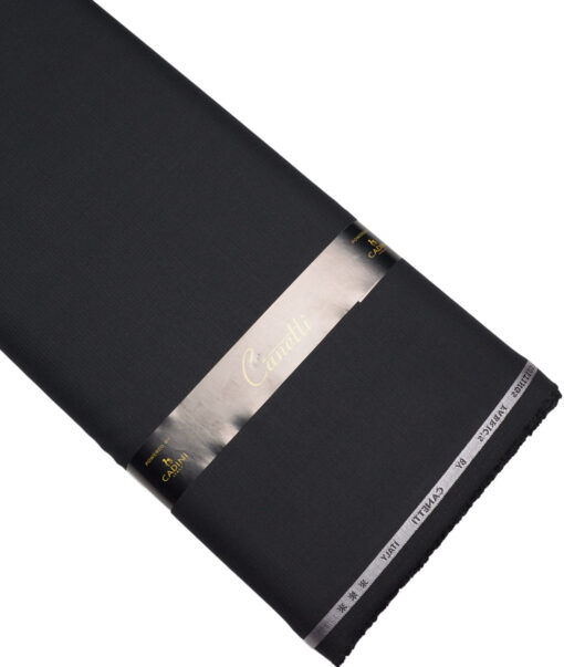 Canetti Italy  Structured Terry Rayon Unstitched Suiting Fabric (Black)