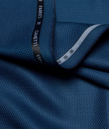 Canetti Italy  Structured Terry Rayon Unstitched Suiting Fabric (Cerulean Blue)