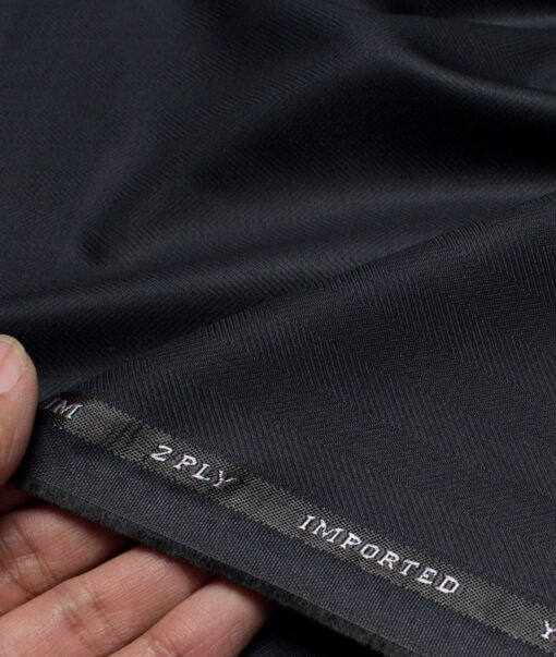 Canetti Italy  Striped Terry Rayon Unstitched Suiting Fabric (Dark Navy Blue)