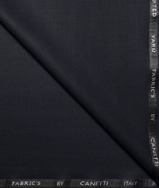 Canetti Italy  Striped Terry Rayon Unstitched Suiting Fabric (Dark Navy Blue)
