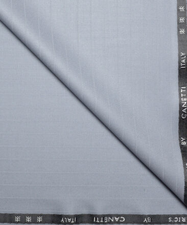 Canetti Italy  Striped Terry Rayon Unstitched Suiting Fabric (Light Blue)