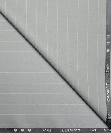 Canetti Italy  Striped Terry Rayon Unstitched Stretchable Suiting Fabric (Light Sea Mist Green)