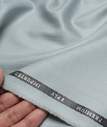 Canetti Italy  Striped Terry Rayon Unstitched Suiting Fabric (Light Mist Blue)