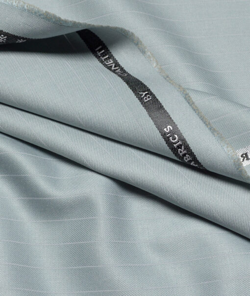 Canetti Italy  Striped Terry Rayon Unstitched Suiting Fabric (Light Mist Blue)