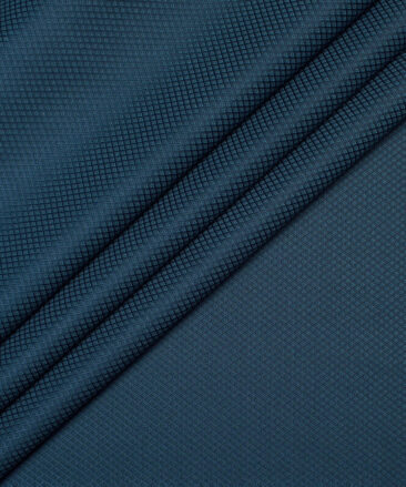 Don & Julio  Structured Terry Rayon Unstitched Suiting Fabric (Deep Sea Blue)